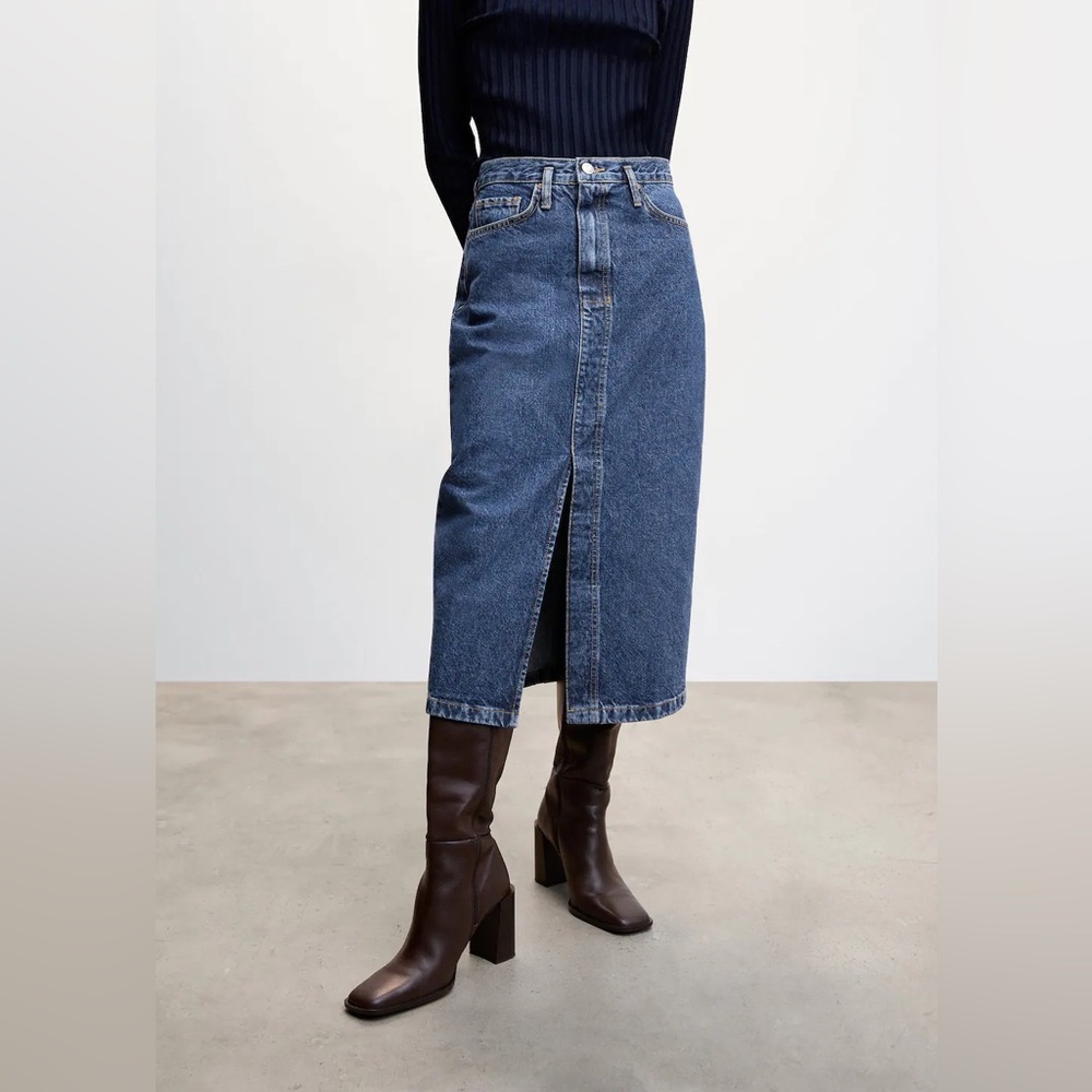 Mango Midi Denim Skirt NWT
